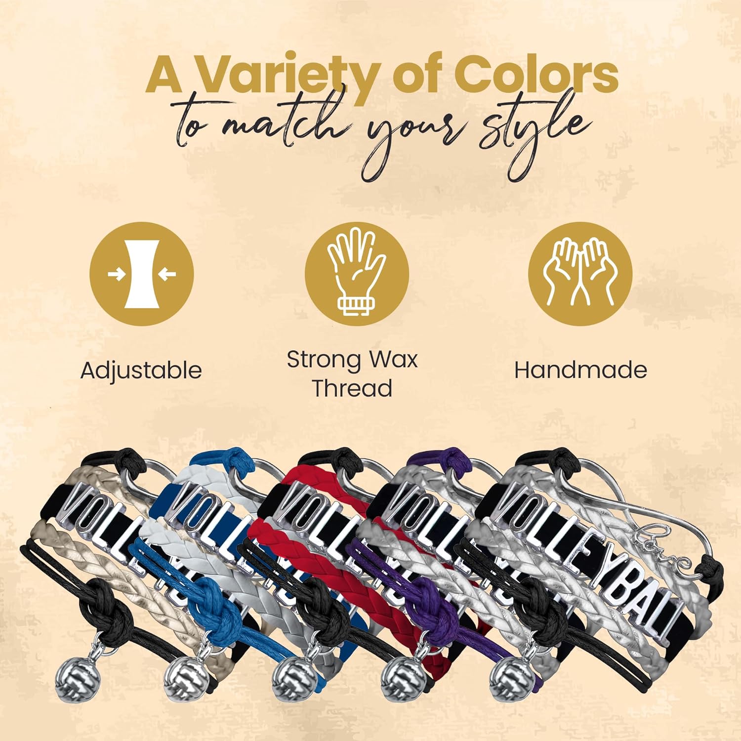 Volleyball Bracelets For Girls- Ideal Volleyball Gifts & Souvenirs. Adjustable Charm Bracelet with Moveable Letters, Infinity Symbol & Silver Volleyball Charm. Fashionable Bracelets by SportyBella. - Image 3