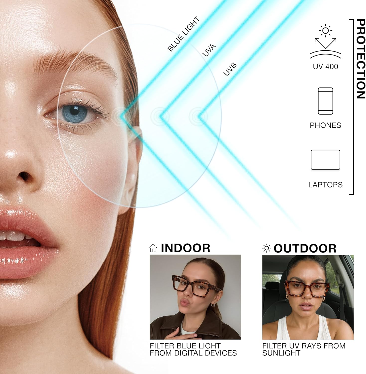 livho Oversized Eyewear Frame for Woman and Men - Rectangle Fashion Glasses for Computer, Chic Preppy Frame - Image 4