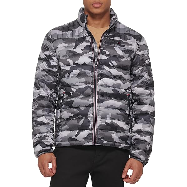 Tommy Hilfiger Mens Embroidered Logo Puffer Jacket