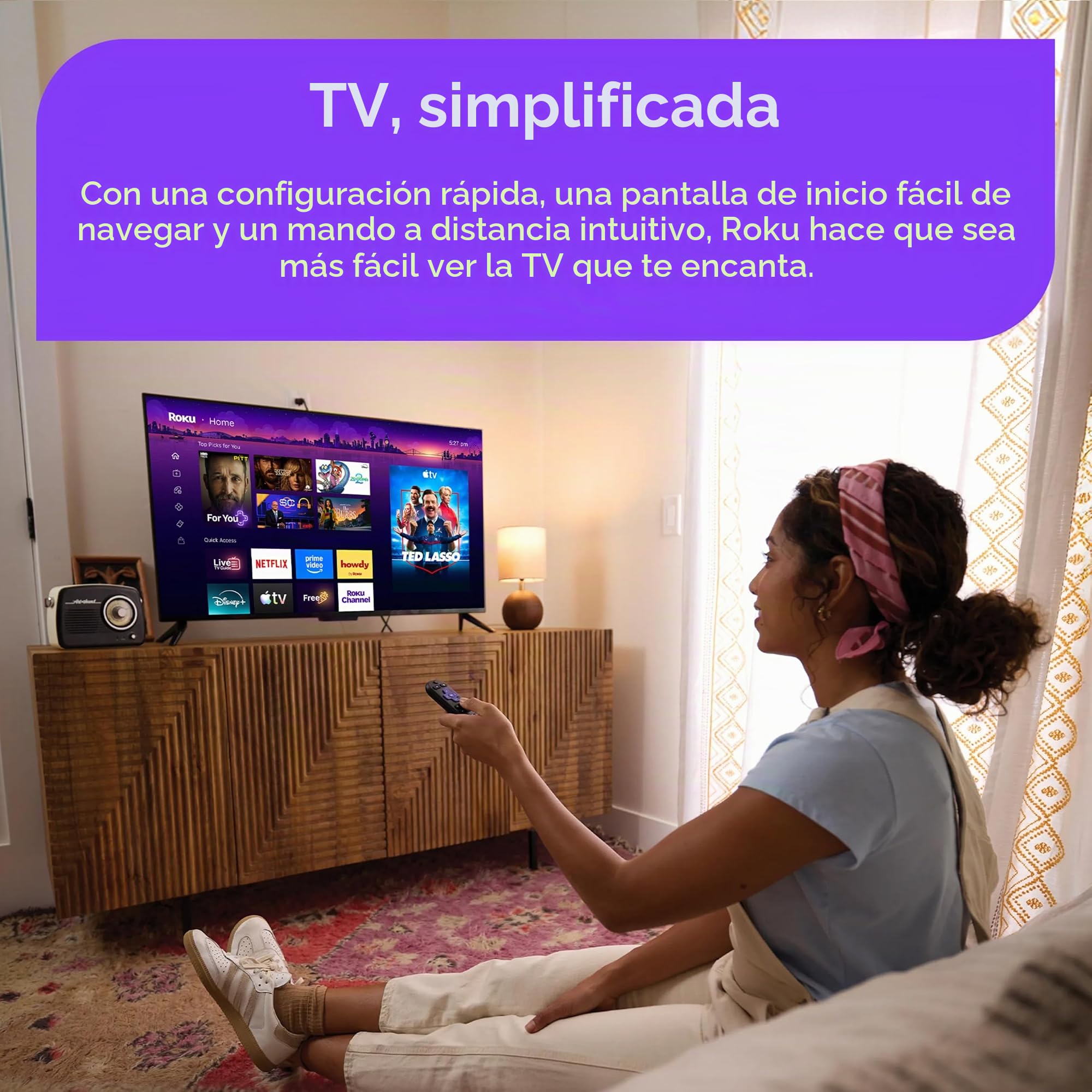 Roku Streaming Stick HD 2025: Dispositivo de transmisión Roku para TV con Control Remoto de Voz, TV Gratis y en Vivo