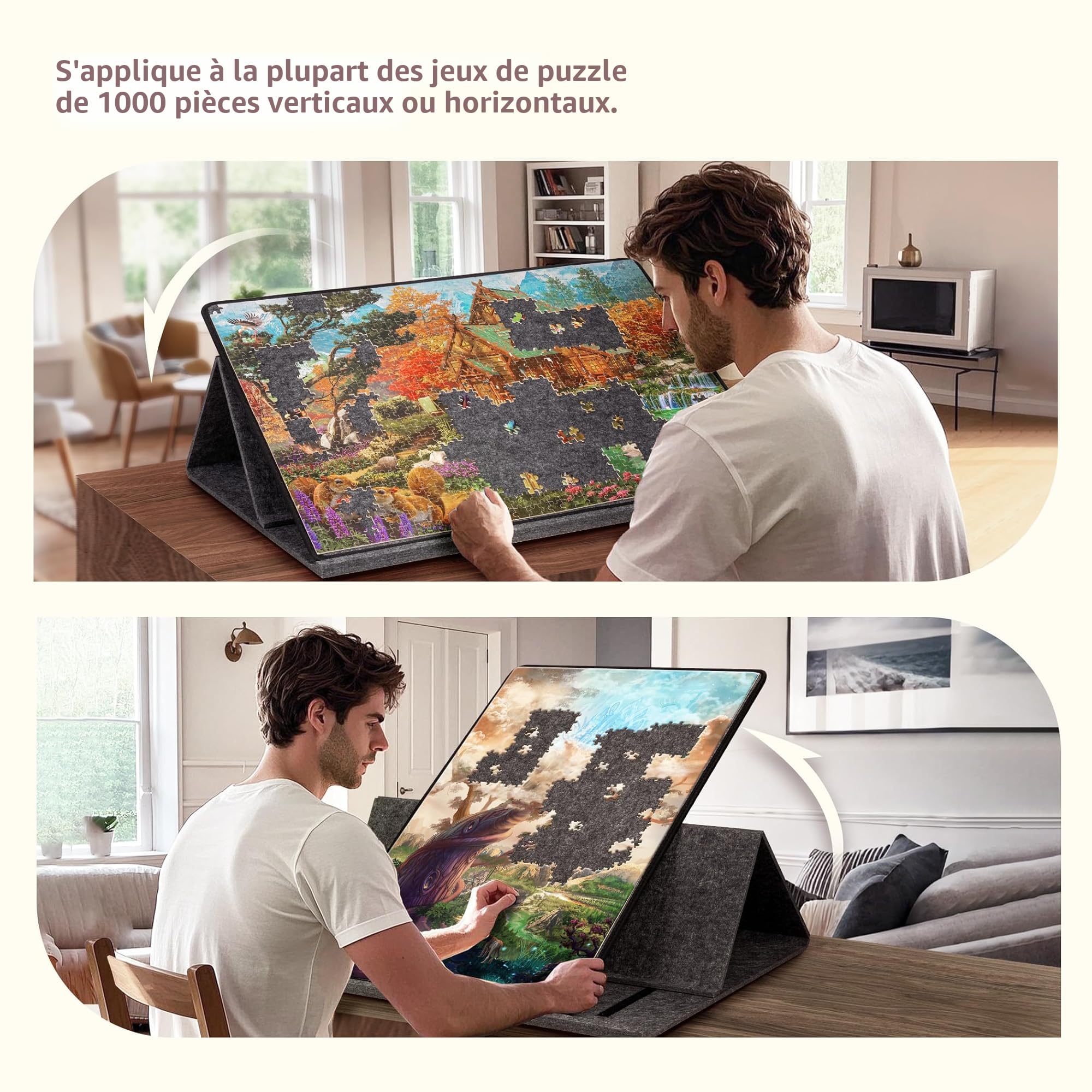 Lavievert Planche De Puzzle Portable 1000 Pièces Avec 6 Plateaux De Tri Colorés – Inclinable Avec Support Et Housse 2 En 1 – Léger Et Réglable En Angle