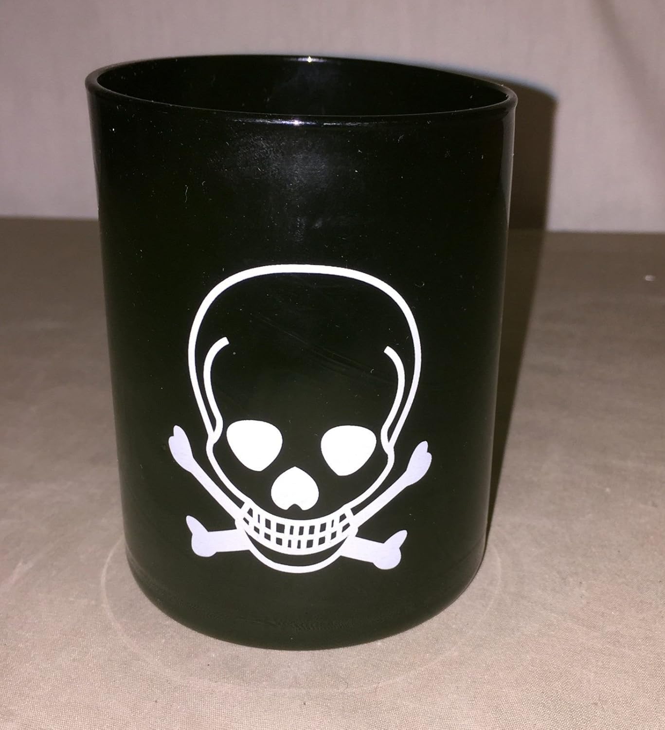 Gothic Black Glass Skull Crossbones Tumbler Highball Glass Cup Barware