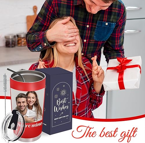 Miniatura 4 de Vaso personalizado con nombres de texto y imagen, vaso de acero inoxidable de 20 onzas con tapa, tazas de café de viaje aisladas, regalos