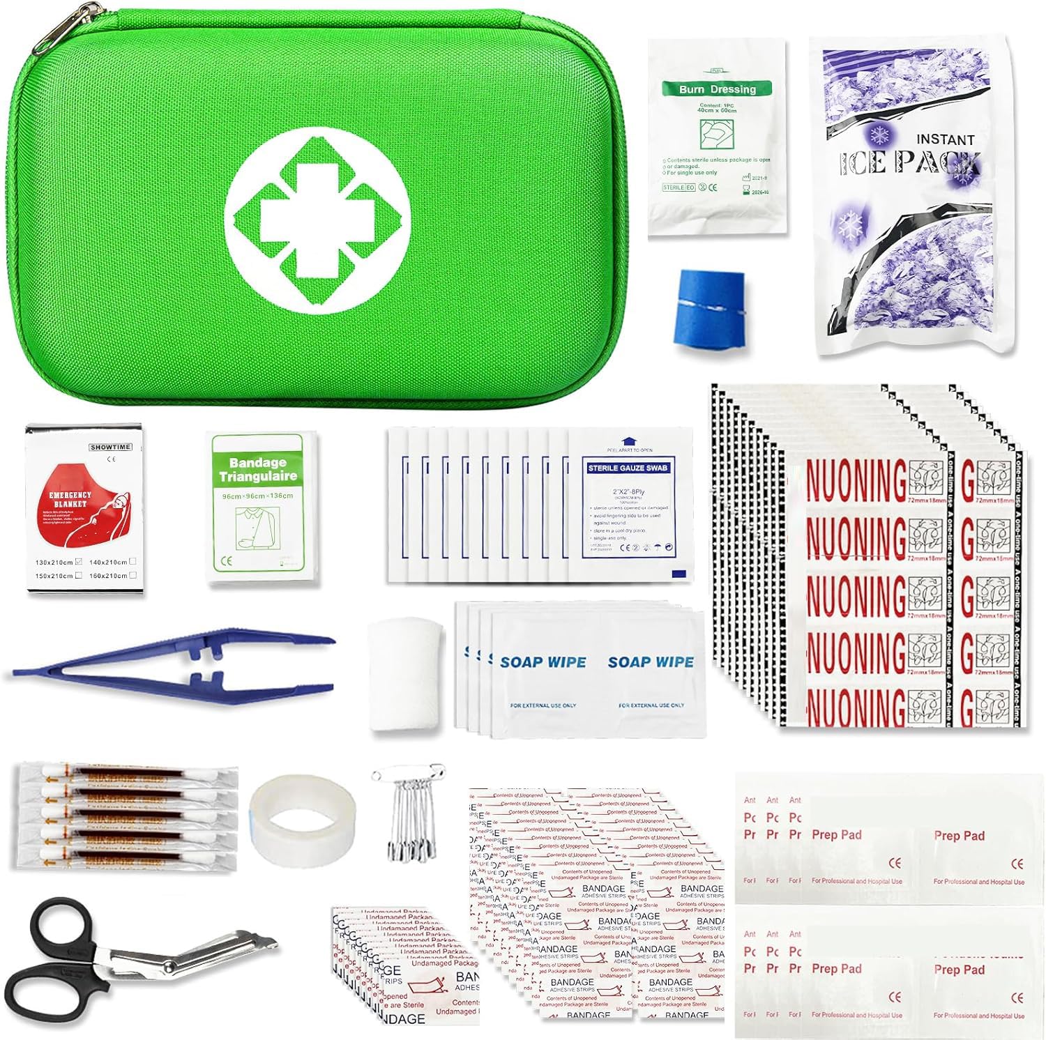 276 - Kit de primeros auxilios portátiles para negocios, kits de primeros auxilios portátiles para viajes, suministros esenciales de emergencia para actividades al aire libre, patinaje, barco, verde