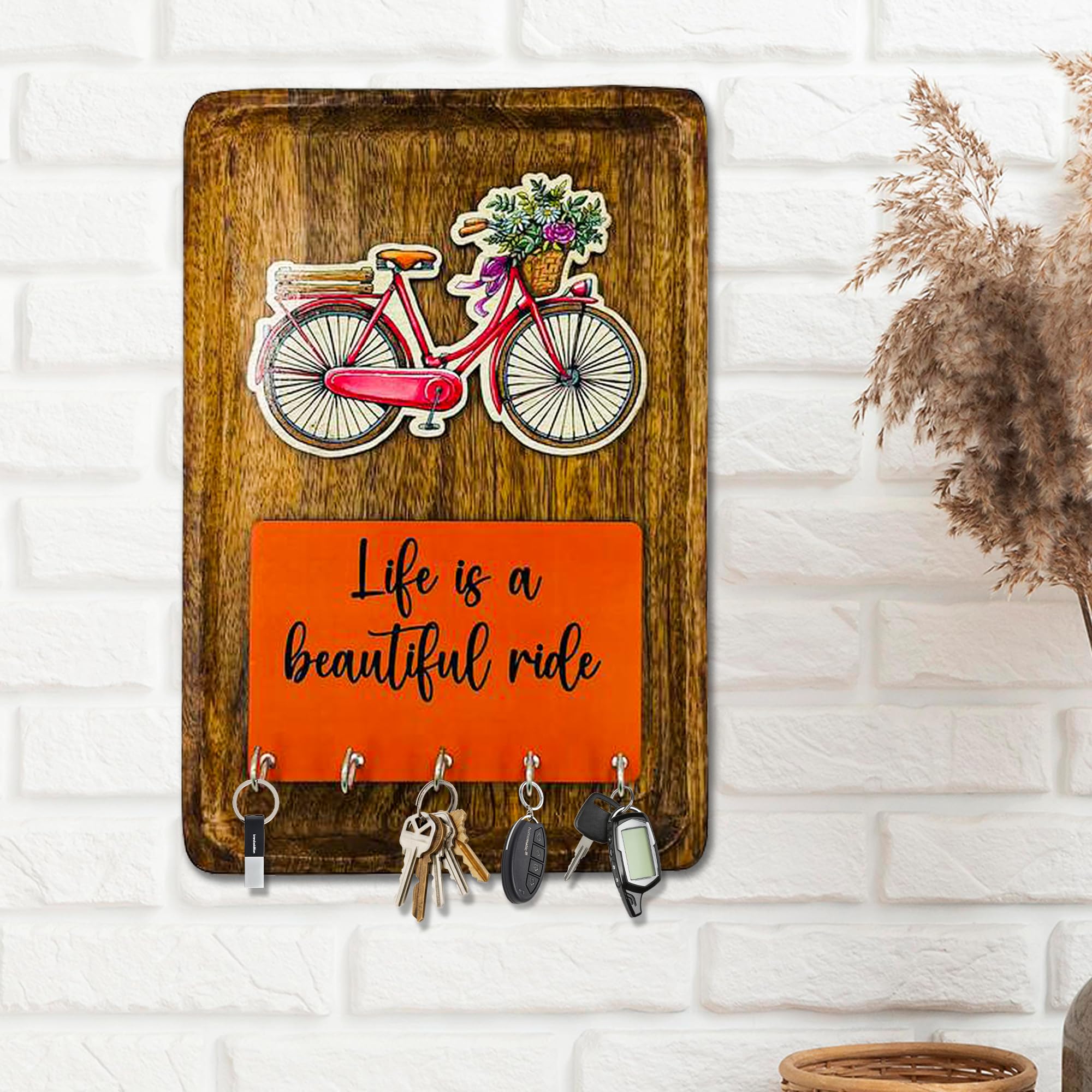 RAG28 Wooden Handmade Wall Mounted Key Stand for Home Decoration | 5 Stainless Steel Hooks | Size: 12 X 8 Inches | WK3 (B0CXSXPKDP) Amazon Price History, Amazon Price Tracker