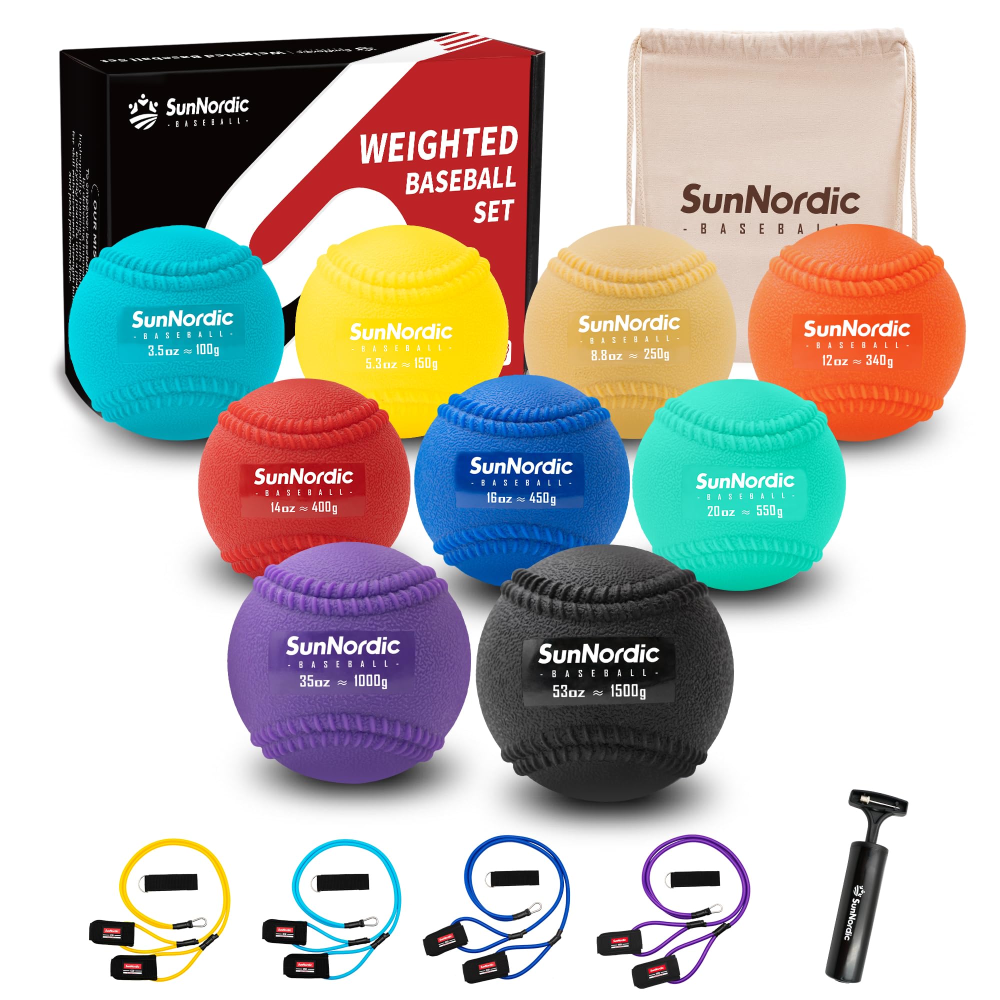 Amazon.com : SunNordic 6/9 Pack Plyometric Weighted Baseball Set
