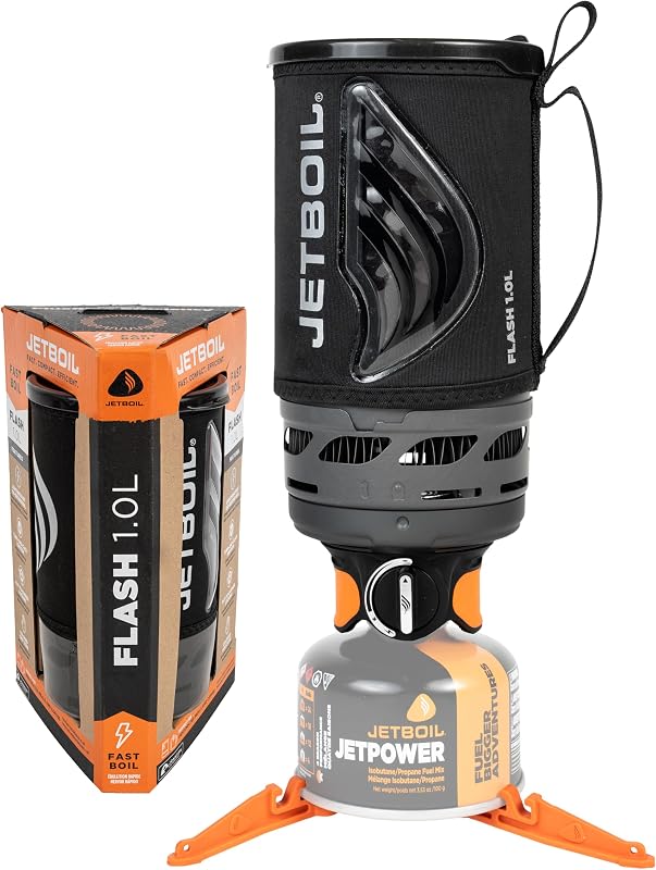 Estufa portátil Flash de ebullición rápida para acampar y mochilear con encendido automático de 1 paso, quemador de propano/isobutano con taza de cocina