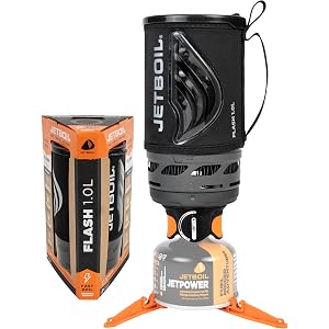 Jetboil Flash Portable Fast Boil Stove for Camping and Backpacking with 1-Step Auto Ignition, Propane/Isobutane Burner with Cooking Cup