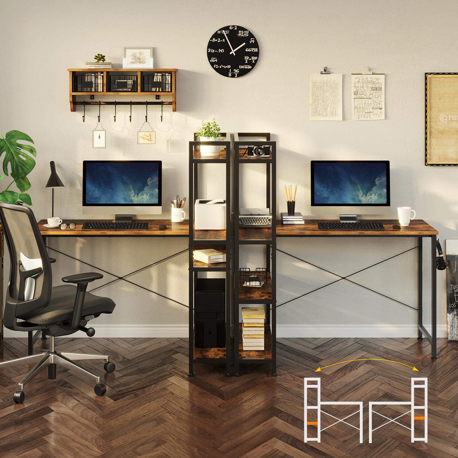 Rolanstar Computer Desk with Storage Shelves 47", Home Office Desk with 4Tier Reversible