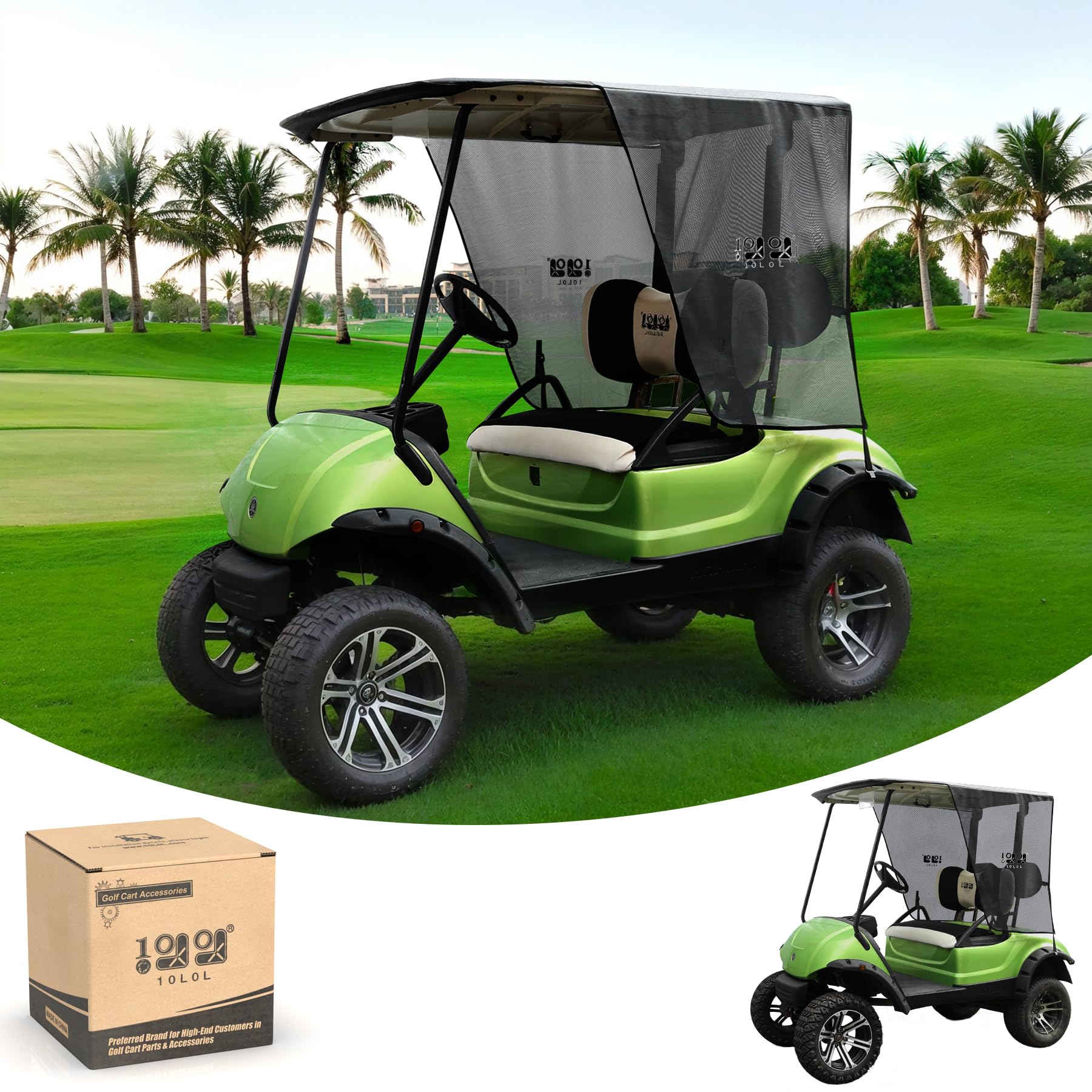 10L0L 2 Passenger Golf Cart Sun Shade Cover for Yamaha G29 Drive2 - Golf Cart Summer Covers, UV Heat Resistant Sunshade Curtain