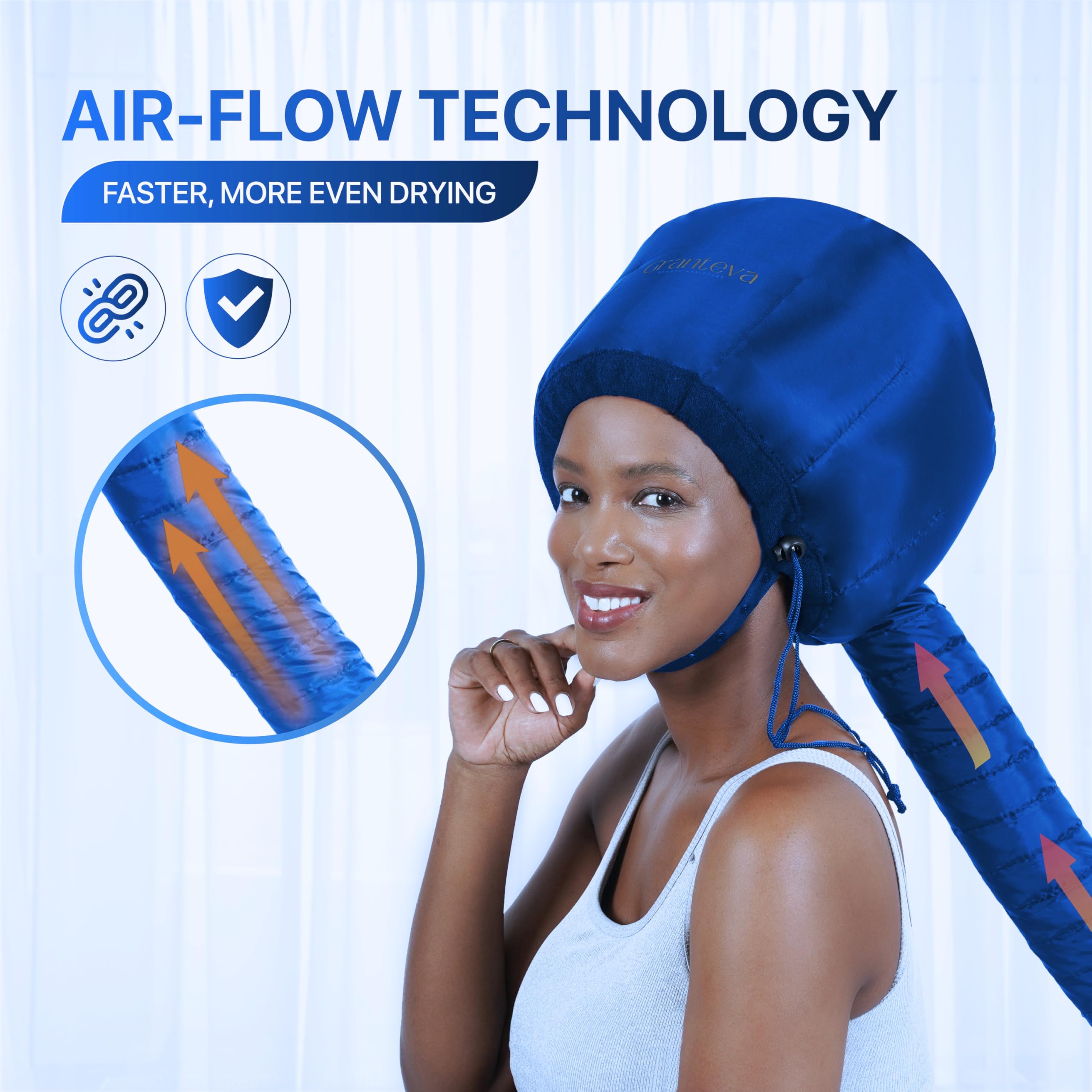 Granteva Hair Dryer Bonnet Attachment w/A Headband Integrated that Reduces Heat Around Ears & Neck - Blow Dryer Attachment for Hair Dryer, Speeds Up Drying Time view 3