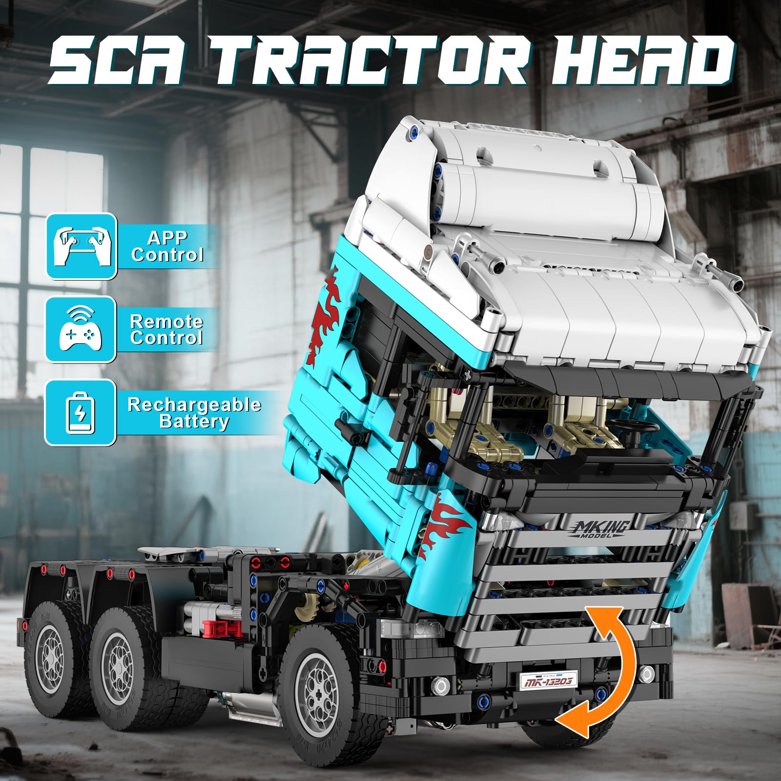 Mould King 13203 Technik LKW Bausatz-Modell mit über 2060 Bausteinen, Truck Modell Klemmbausteine Konstruktionsspielzeug für Sammler