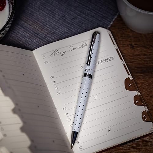 Miniatura 6 de ZenZoi Lápiz mecánico blanco de 0.020 in - Hermoso lápiz de lujo para mujeres, hombres. Sistema de plomo retráctil Schmidt Premium. Caja de regalo