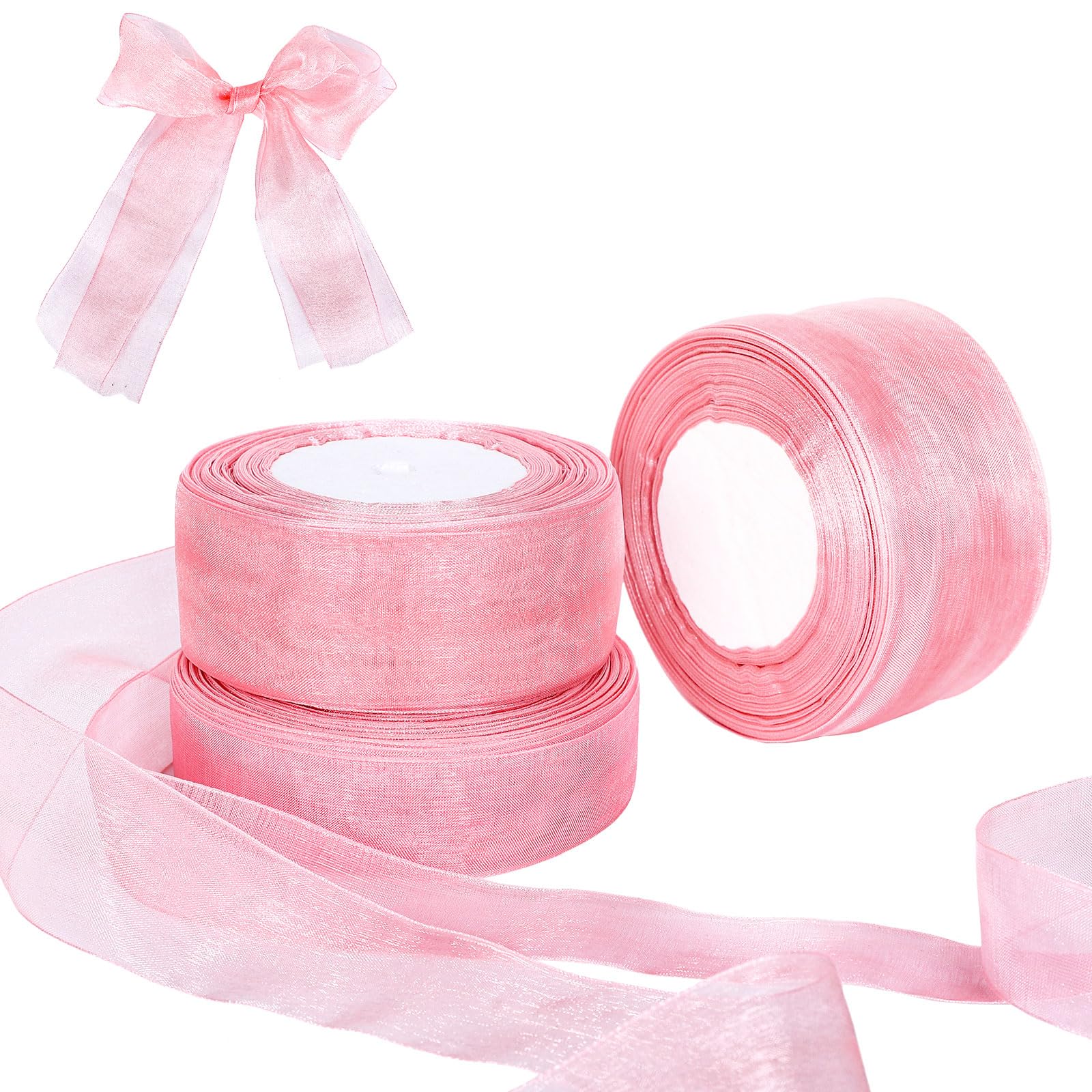 Amazon.co.jp: Whaline(ワライン) ピンクオーガンザリボン 3ロール 1
