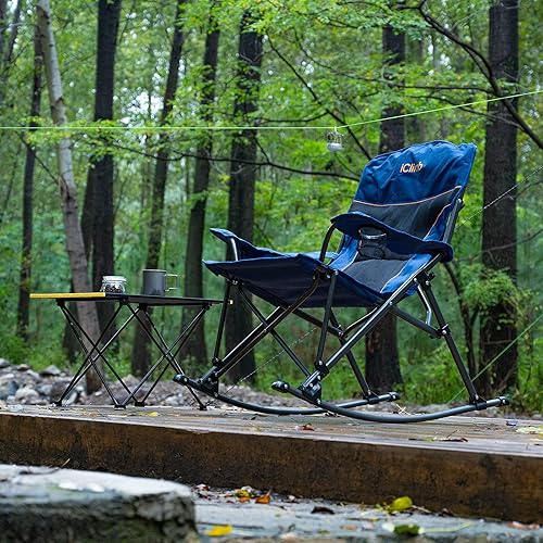 Miniatura 2 de iClimb Mecedora plegable acolchada resistente para camping, patio, porche, patio, césped, jardín, balcón, balancín para interiores y exteriores con