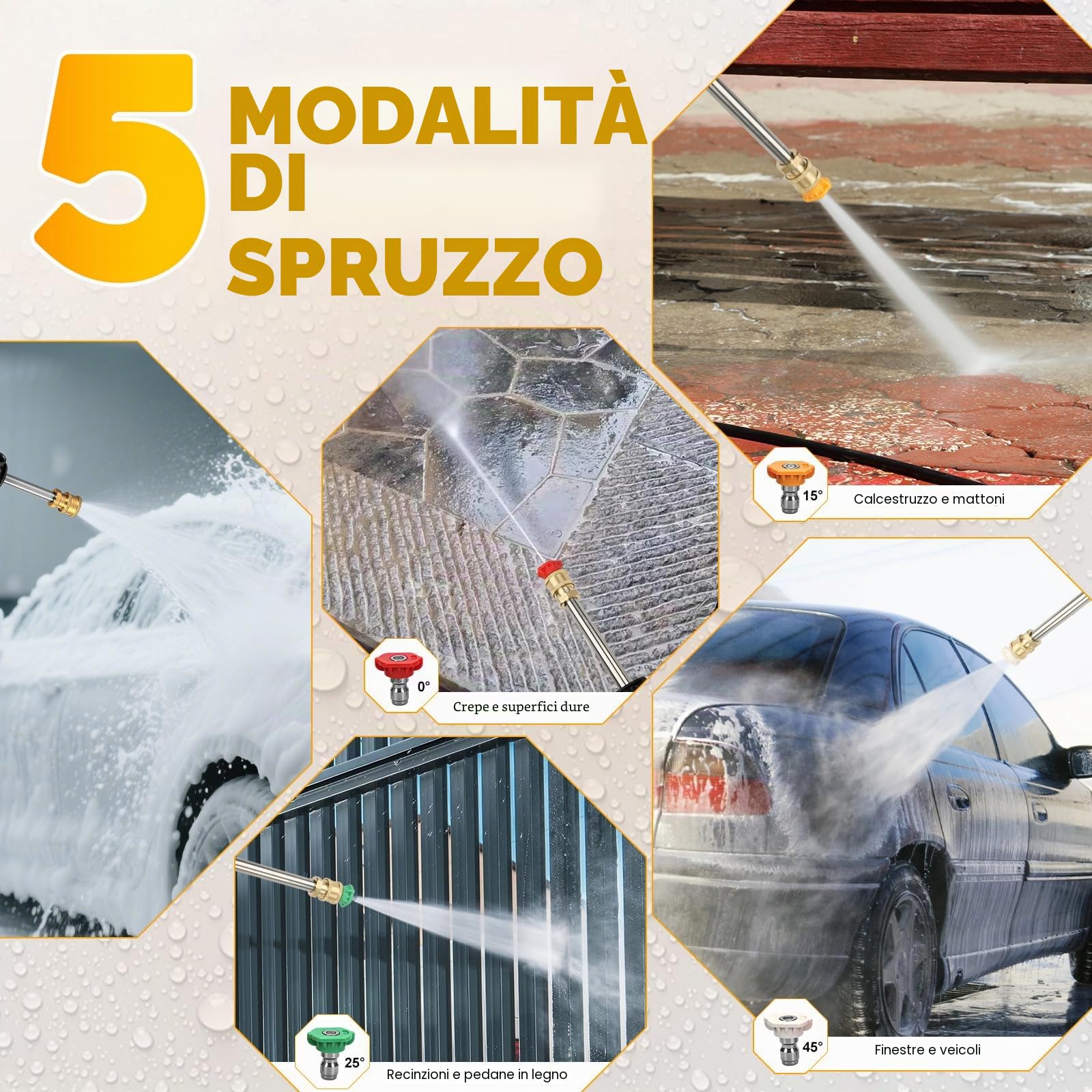 Idropulitrice ad alta Pressione, Pressione di lavoro 80 bar, portata 300 l/h, Idropulitrice portatile con ugello regolabile, per auto, recinzioni, terrazze, incl. tubo da 10 m