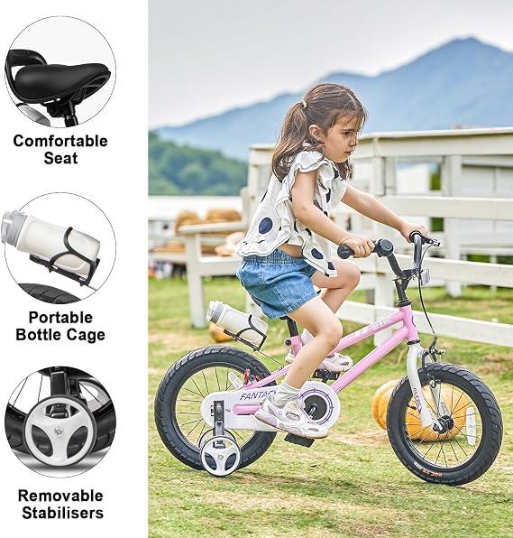 glerc fantacy 12 14 16 18 20 inch children's bicycle for 2-14 years old with headlight & kickstand for birthday gift multiple colors