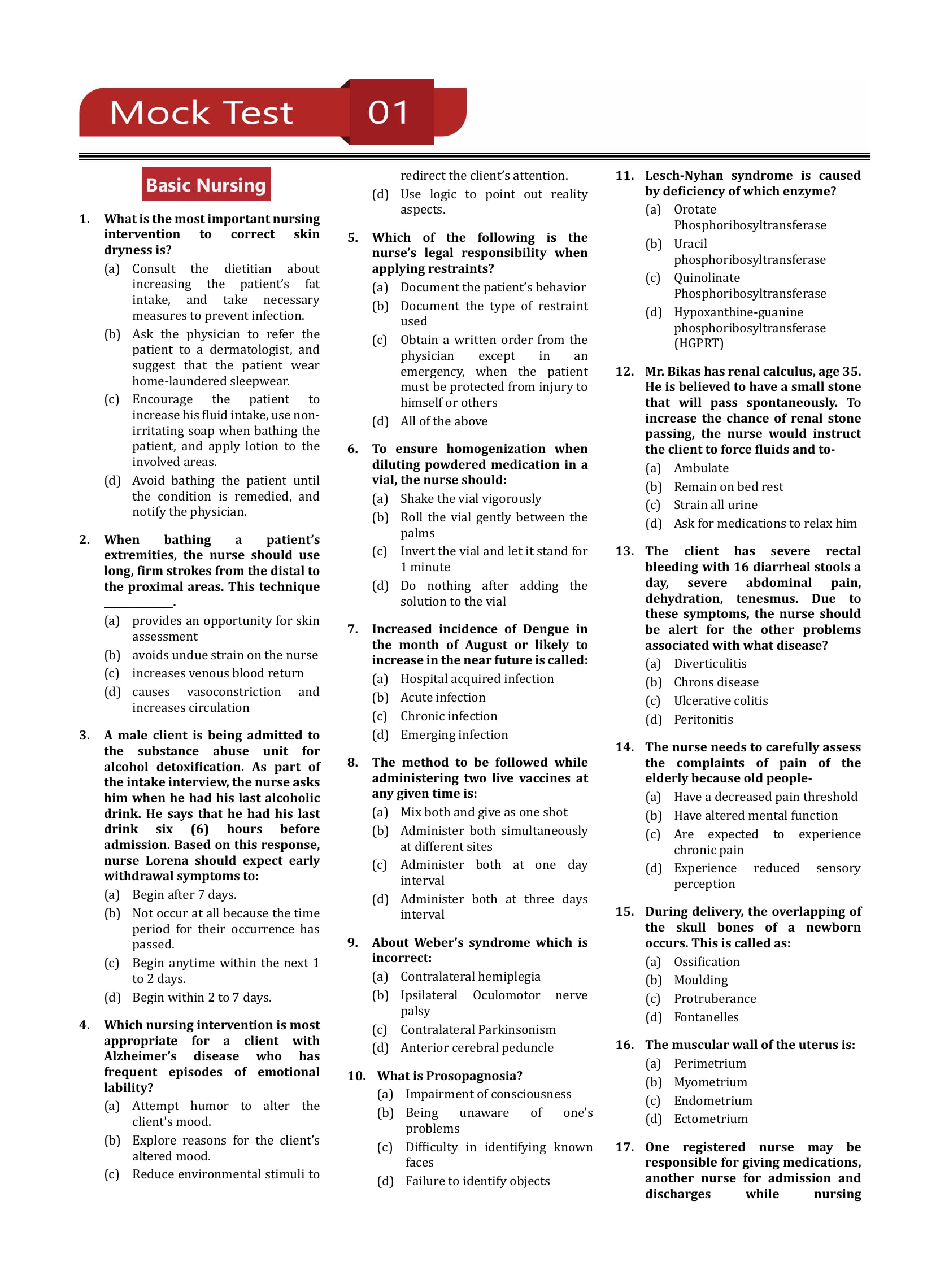 MNS : Military Nursing Services for Short Service Commission (SSC) - 10 Practice Mock Tests (1500 Solved Questions) with Free Access to Online Tests 2