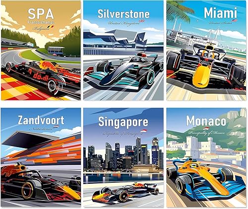 MOCVSWO Impresiones artísticas para pared de automóvil, pósters de auto deportivo, impresiones artísticas de súper auto, pósteres de Fórmula Grand