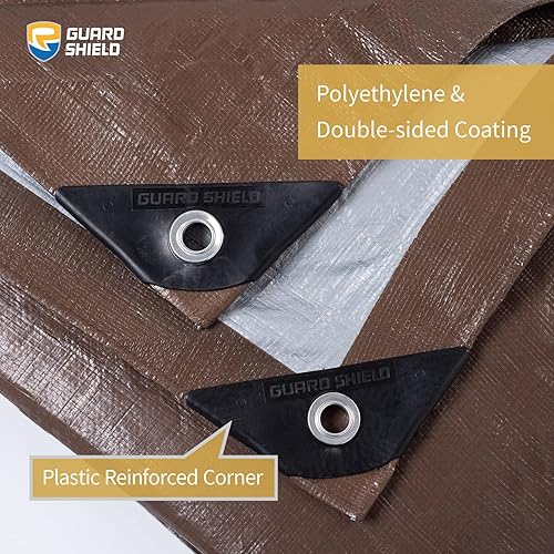 Miniatura 9 de GUARD SHIELD Lona resistente de 20 x 20 pies, cubierta de lona de polietileno negra y plateada impermeable, gruesa, multiusos, de 2564 pulgadas