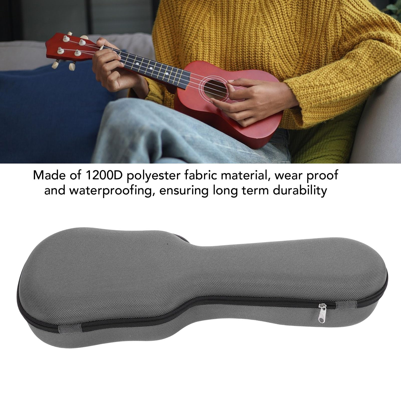 Keenso Funda para Guitarra Acústica de 21 Pulgadas, Funda para Guitarra de Poliéster 1200D con Correa para el Hombro Desmontable, de Almacenamiento Portátil Suave para Práctica de Viajes y Uso (Gray)