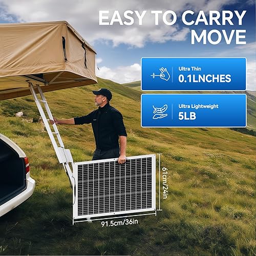 Miniatura 3 de Panel solar flexible de 100 W, monocristalino de 12 V, ligero, de alta eficiencia, flexible, montable para techos de caravanas, barcos, cámper,