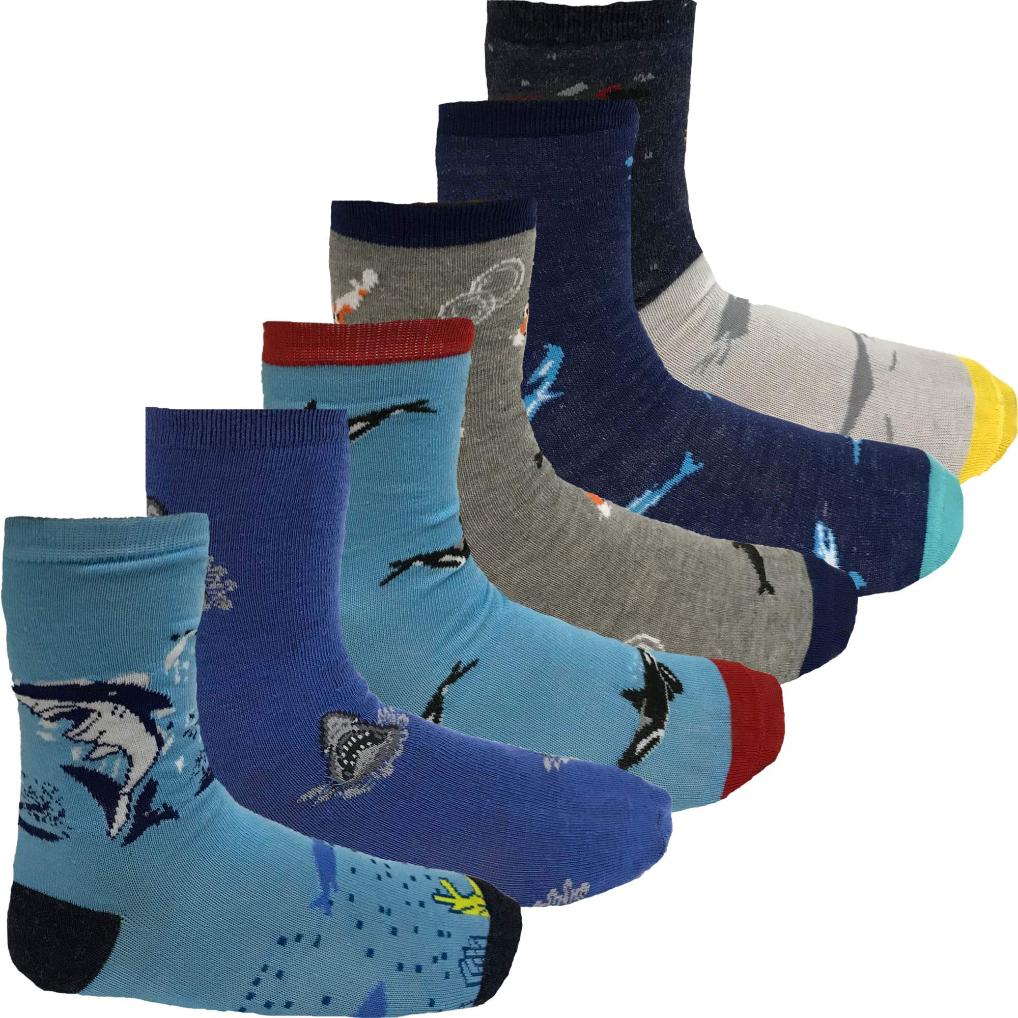 InsightClothing Boys Girls SHARK Baby Novelty Colourful Socks - 9-12 Boys - 3 Pairs (1 Pack)