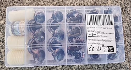 Miniatura 9 de Ojos de seguridad grandes para Amigurumi Crochet Glitter 0.709-1.181 in  RuWfpz 4 tamaños ojos de animales de peluche de colores con arandelas, 80