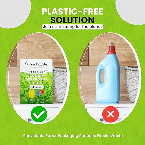 Miniatura 6 de Hojas de detergente ecológico, aroma de lino fresco, sin plástico, ideal para viajes, a base de plantas, tiras de sábanas de lavandería totalmente