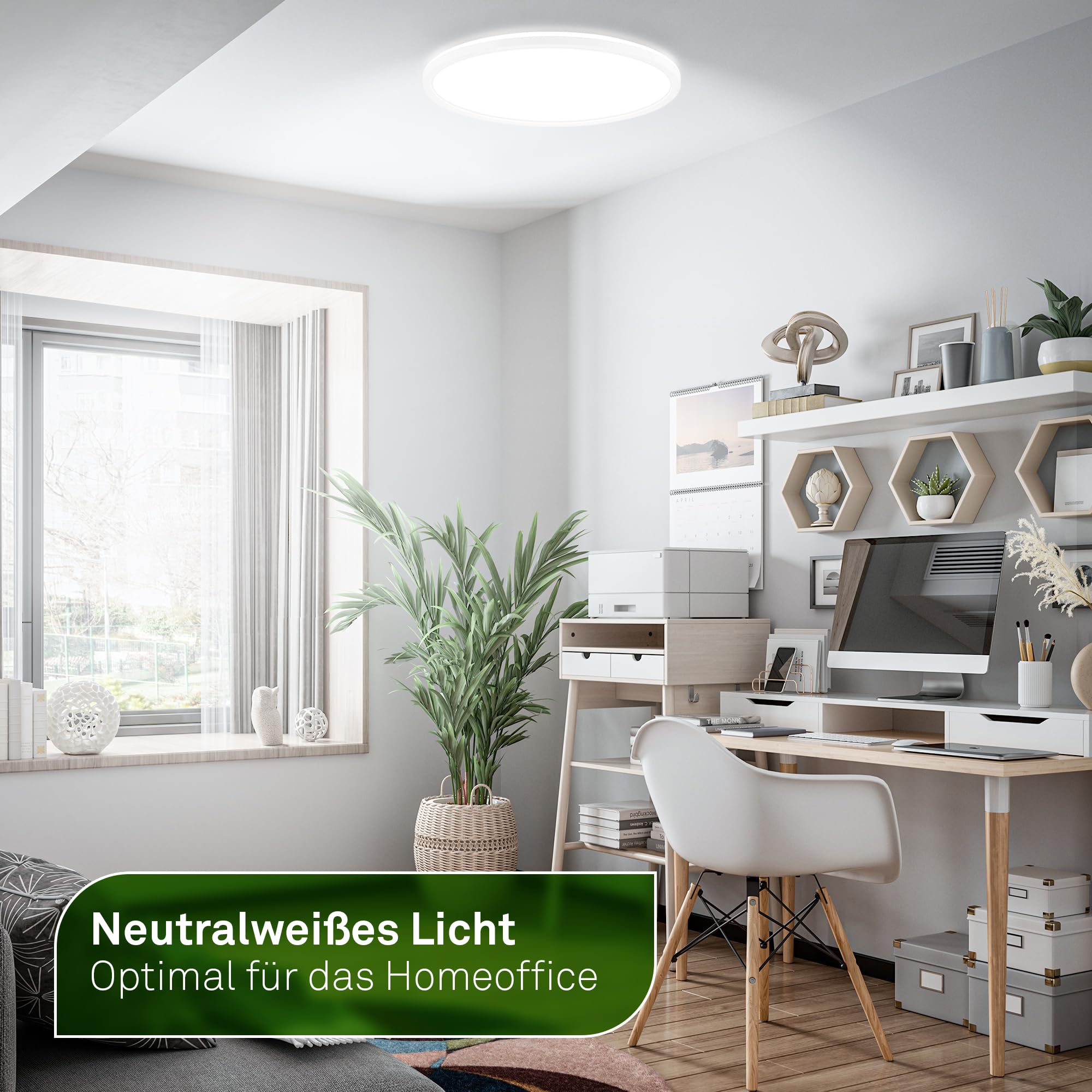 BRILONER - Panel LED, KEE A źródło światła, 14W 3000lm, płaski, CCT, pośrednie światło, do salonu, przedpokoju, kuchenna, lampa LED, 42x3 cm, biały
