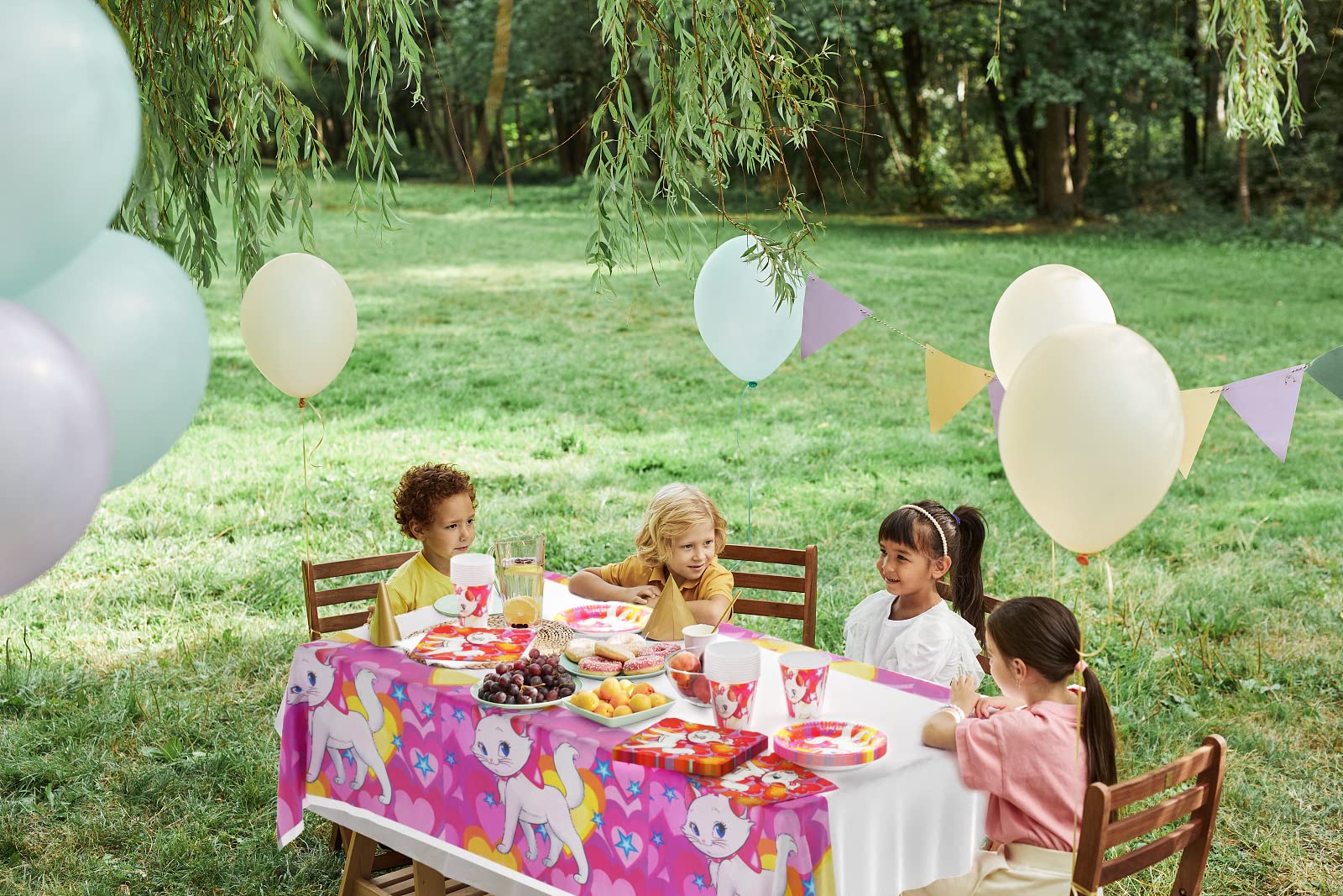 Set Stoviglie Compleanno 61 Pezzi - Tazze, Piatti, Tovaglia Per Feste, Tema Ragazze, Decorazioni Colorate - Foto 4