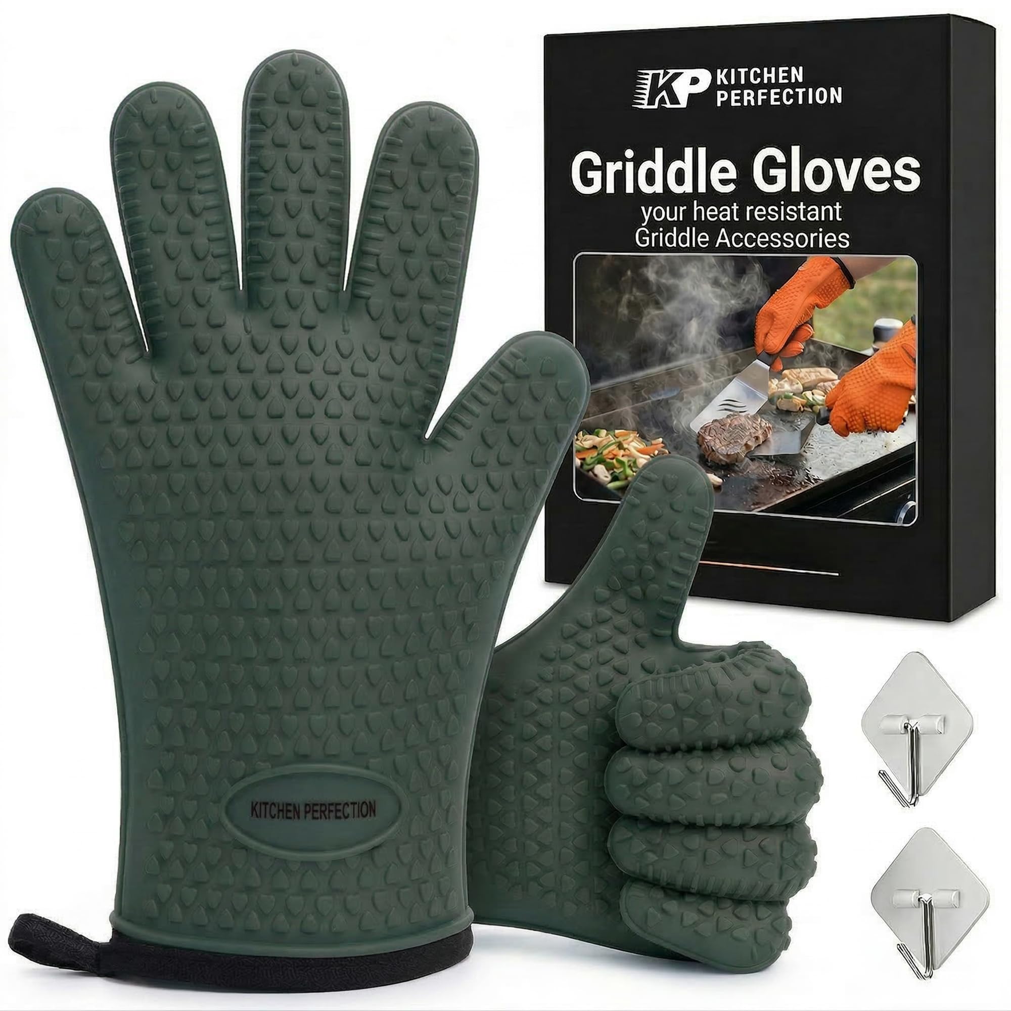 KITCHEN PERFECTION XL Silicone Griddle Gloves - Heat Resistant Oven Mitts