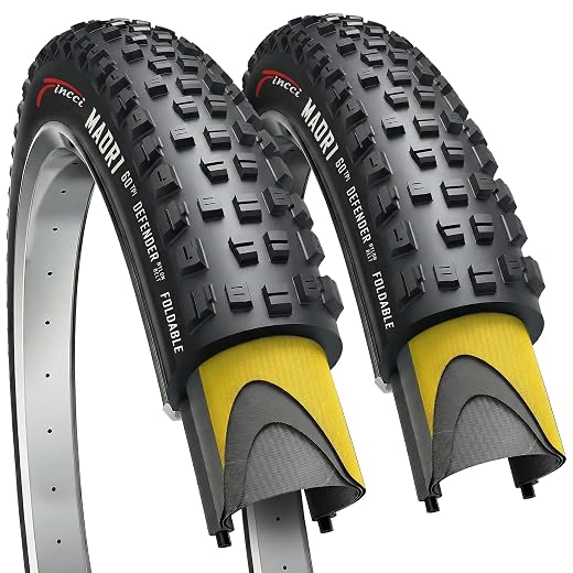 Fincci Pneus VTT 29 Pouces 29x2.25 Pliables Kevlar 60 TPI Protection Anti-Crevaison LVL3 1mm ETRTO 52-622 Noir pour XC, Trails Mixtes et Usage Intensif - Paire de 2