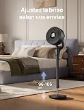 DREO Ventilateur sur Pied Silencieux pour Chambre [Amélioré], Flux d’Air 27m, 20dB, Oscillation 90°, Moteur DC, 8 Vitesses, 3 Modes, Hauteur 96–106 cm, Minuterie 8H, Inclinaison 105° - 8