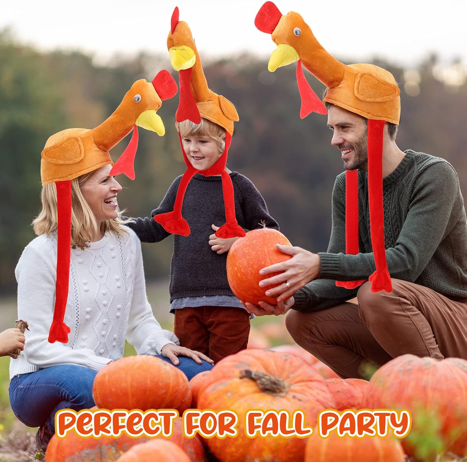 Hanaive 10 Pieces Thanksgiving Turkey Hats Bulk for Adults Turkey Costume for Dress-up Party Plush Turkey Hat Party Supplies