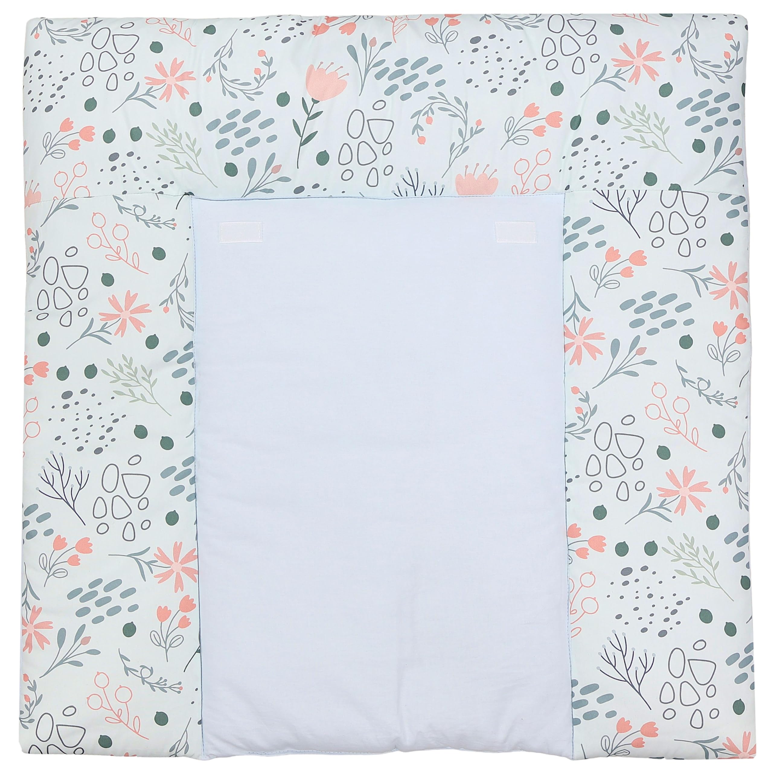 TupTam Colchón para Cambiador con 2 Cubiertas de Rizo Bebé, Flores, 75 x 85 cm
