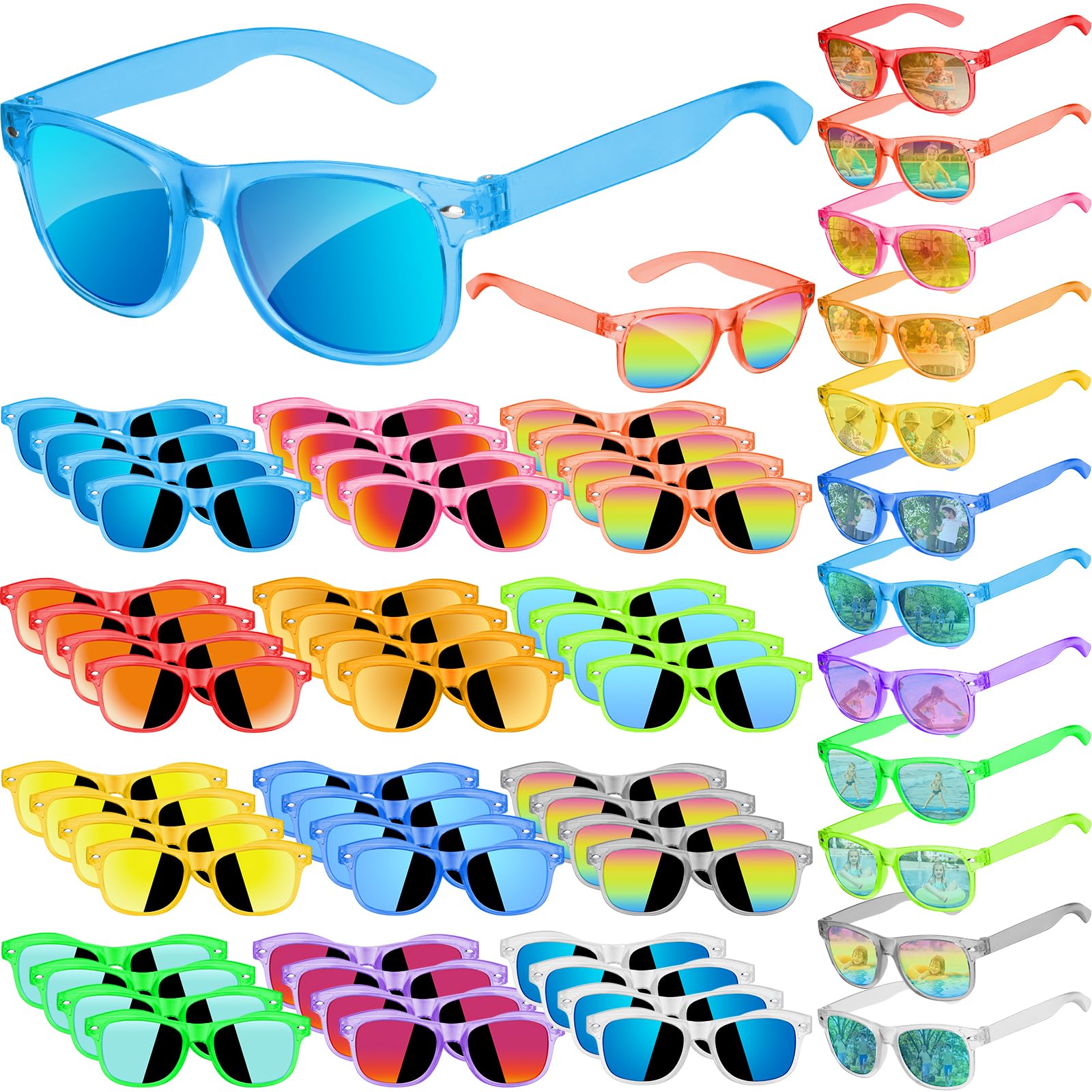 Oleitodh 84 Pcs Kids Translucent Sunglasses Bulk, Kids Neon Sunglasses Party Favor with UV400 Protection for Boys Girls Age 3-8, Goody Bag Favors Gift for Pool Birthday Party Supplies,12 Colors