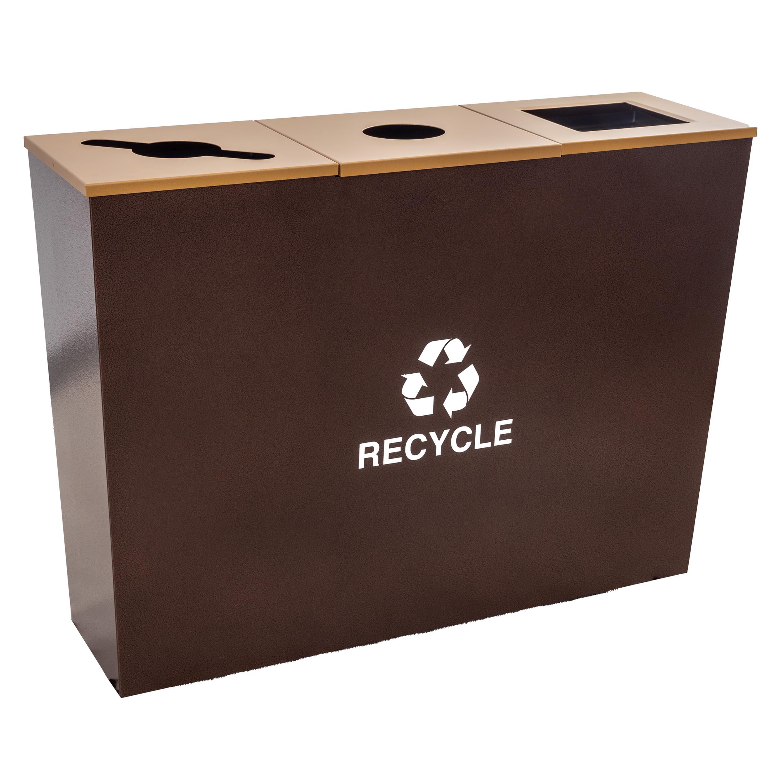 Urban 54 Gallon Triple Bin Commerical Trash and Recycling Bin for Offices Public Spaces Businesses - Triple Bin
