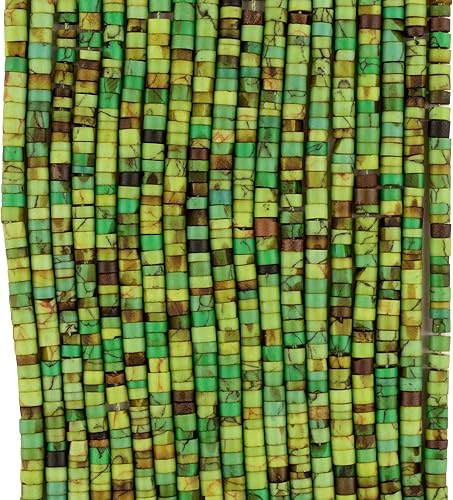 Miniatura 4 de The Bead Chest Lima Verde Turquesa Heishi Cuentas 0.079 in Afganistán Piedra Preciosa 16 Pulgadas Strand