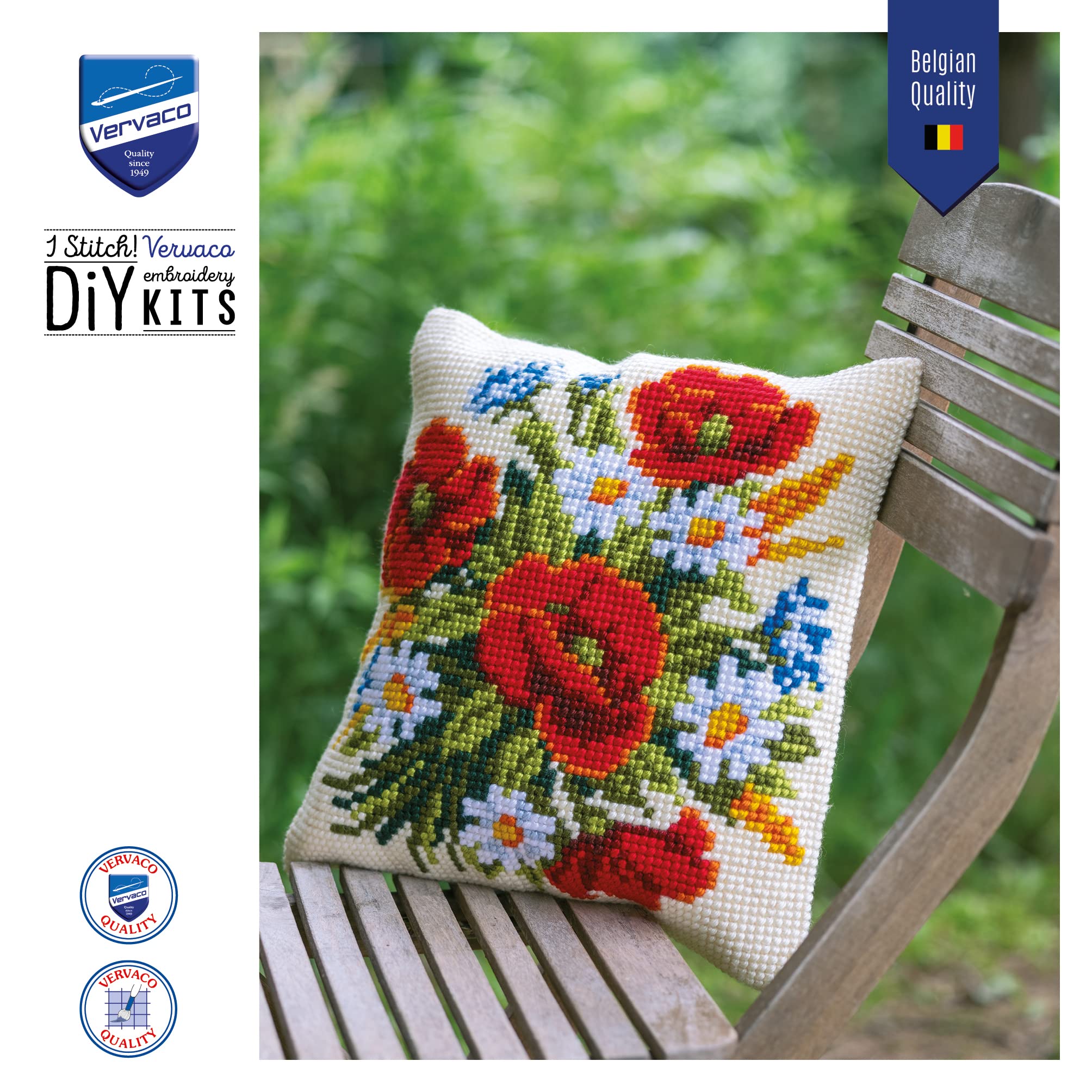VERVACO Kit Cuscino Punto Croce "Cane Che Dorme" - Set Ricamo Per Principianti Con Tela Gobelin 40x40 Cm, Fili DMC E Istruzioni, Ideale Per Regali Fai Da Te