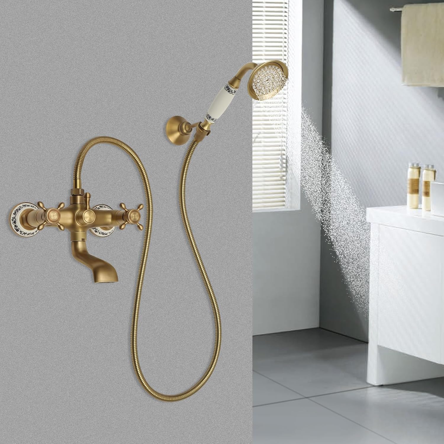 Loobiiny Retro Hand Shower Set Retro Shower Head Hand Shower Set Rain