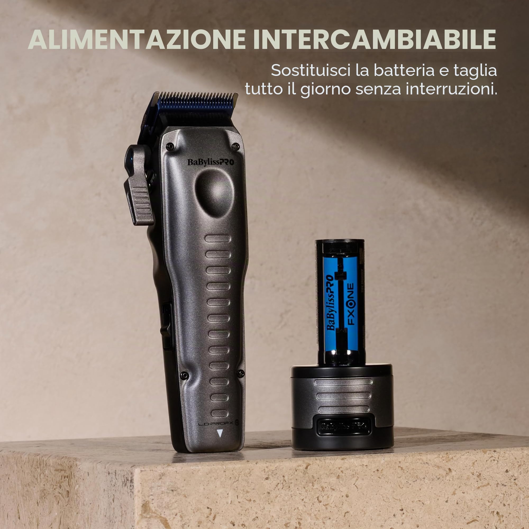 BaBylissPRO Tagliacapelli ad alte prestazioni FXONE LO-PROFX con batteria intercambiabile, 8 pettini e lama in metallo