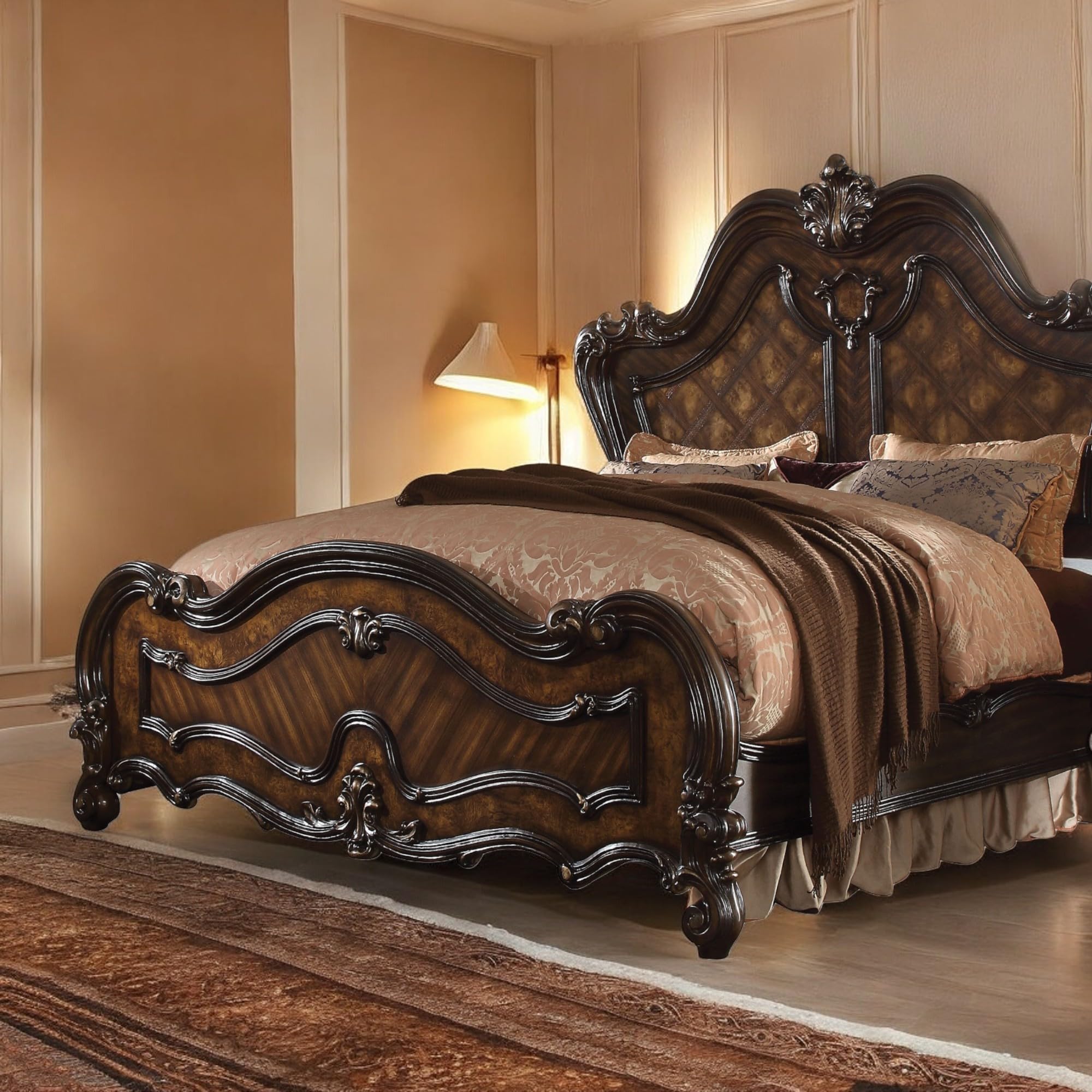 Amazon.com: Acme Furniture Versailles Bed, Cherry Oak, Eastern