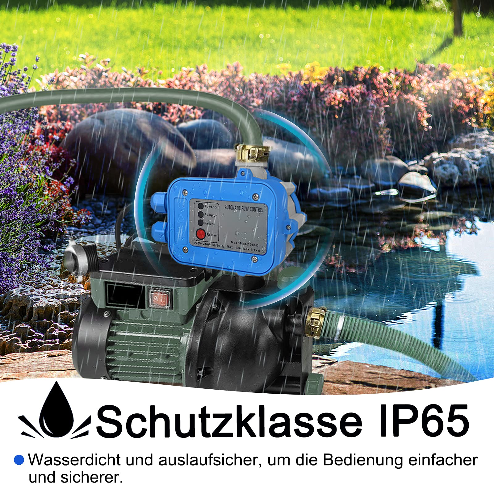 Pressostato Pompa Acqua Automatico - Max 10 Bar, Con Cavo E Spina EU, IP65, Per Irrigazione E Pozzi - Foto 12