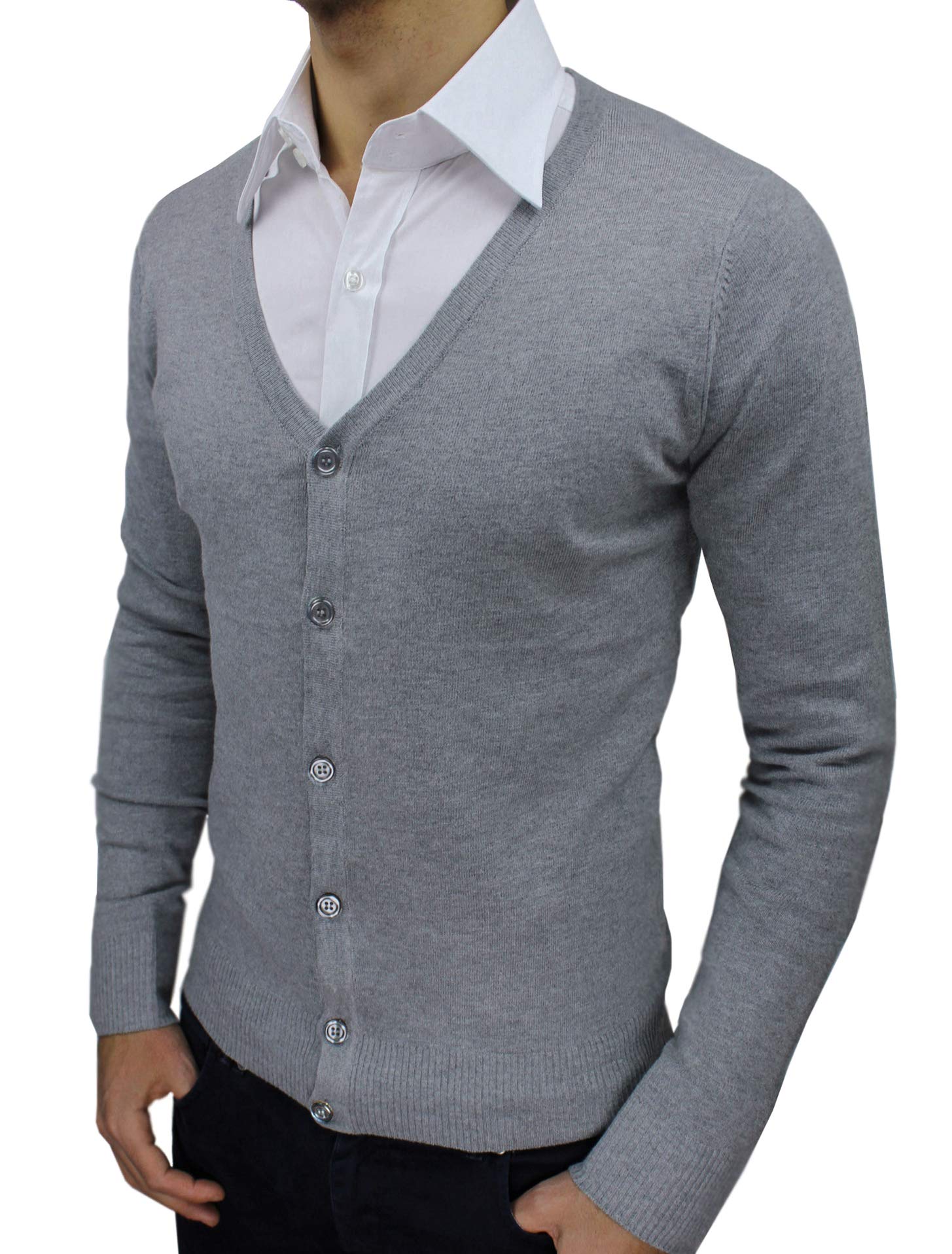 Evoga Cardigan Maglioncino Uomo Class Aderente Slim Fit con Bottoni
