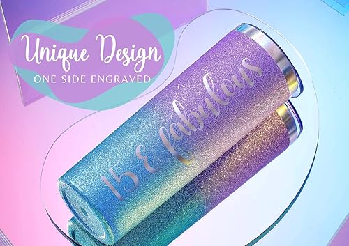 Miniatura 3 de Regalos de quinceañera, regalos para niñas de 15 años para cumpleaños, regalos de cumpleaños 15 para niñas, mujeres, ella, vaso aislado de acero