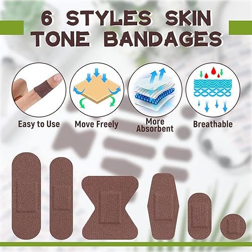 Miniatura 3 de 150 vendas adhesivas flexibles para tono de piel, 6 tamaños, para niños y adultos, protege cortes, rasguños, inclusividad y diversidad