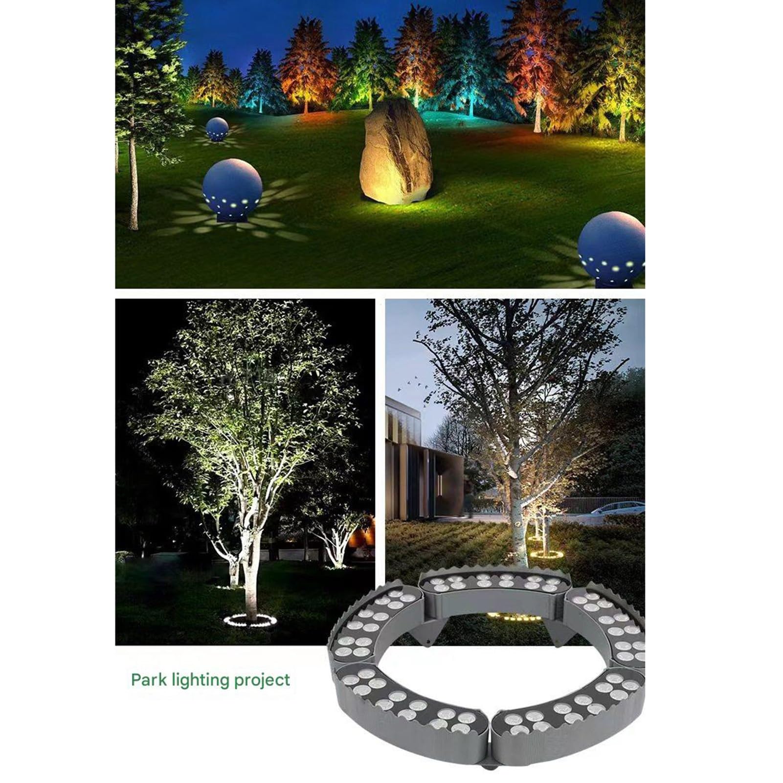 Pierścień świetlny LED o mocy 24 W, wodoszczelne oświetlenie zewnętrzne, 111-240 V, do ogrodu i na taras, do użytku na zewnątrz, odlew aluminiowy, wodoszczelny, IP65, lampa krajobrazowa, do