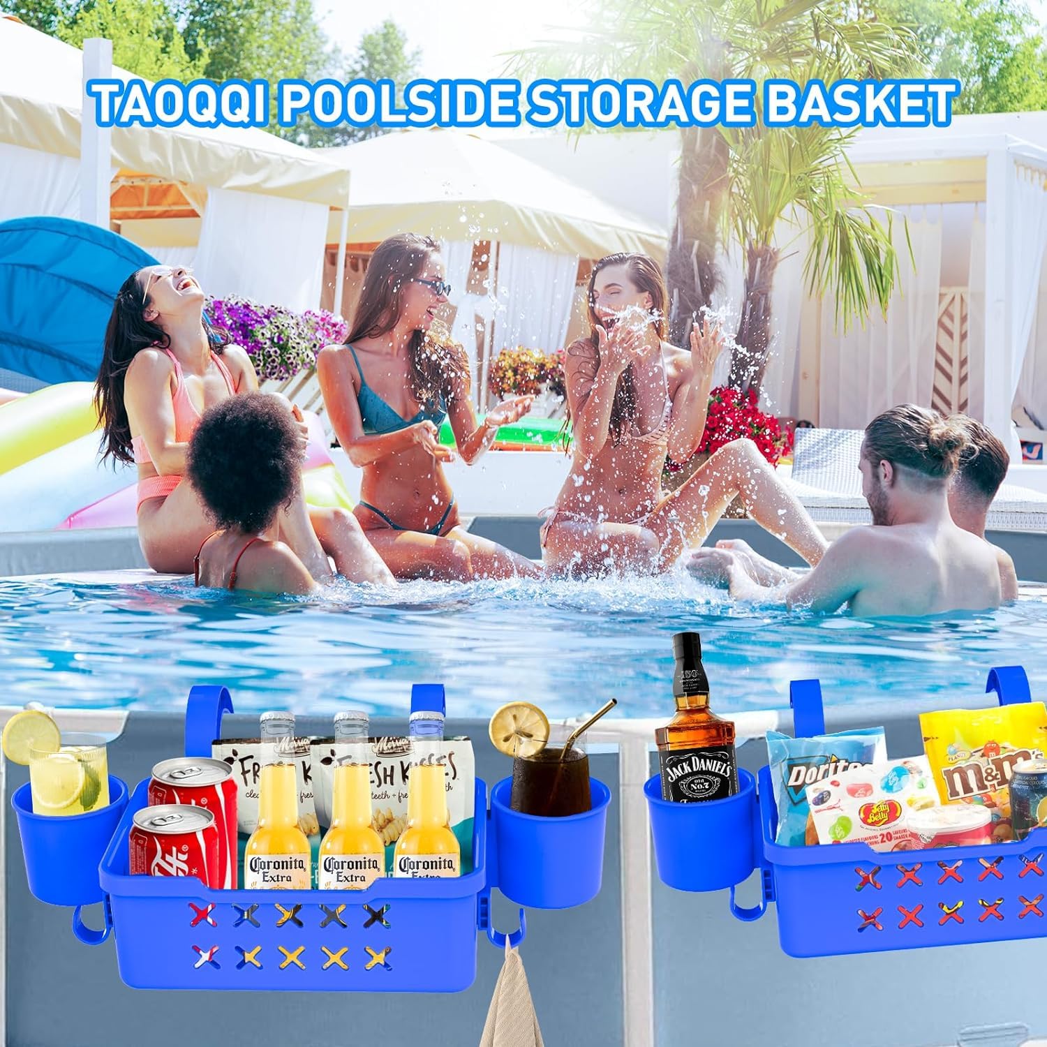 Poolside Aufbewahrungskorb mit Pool-Becherhalter (2 Stück)