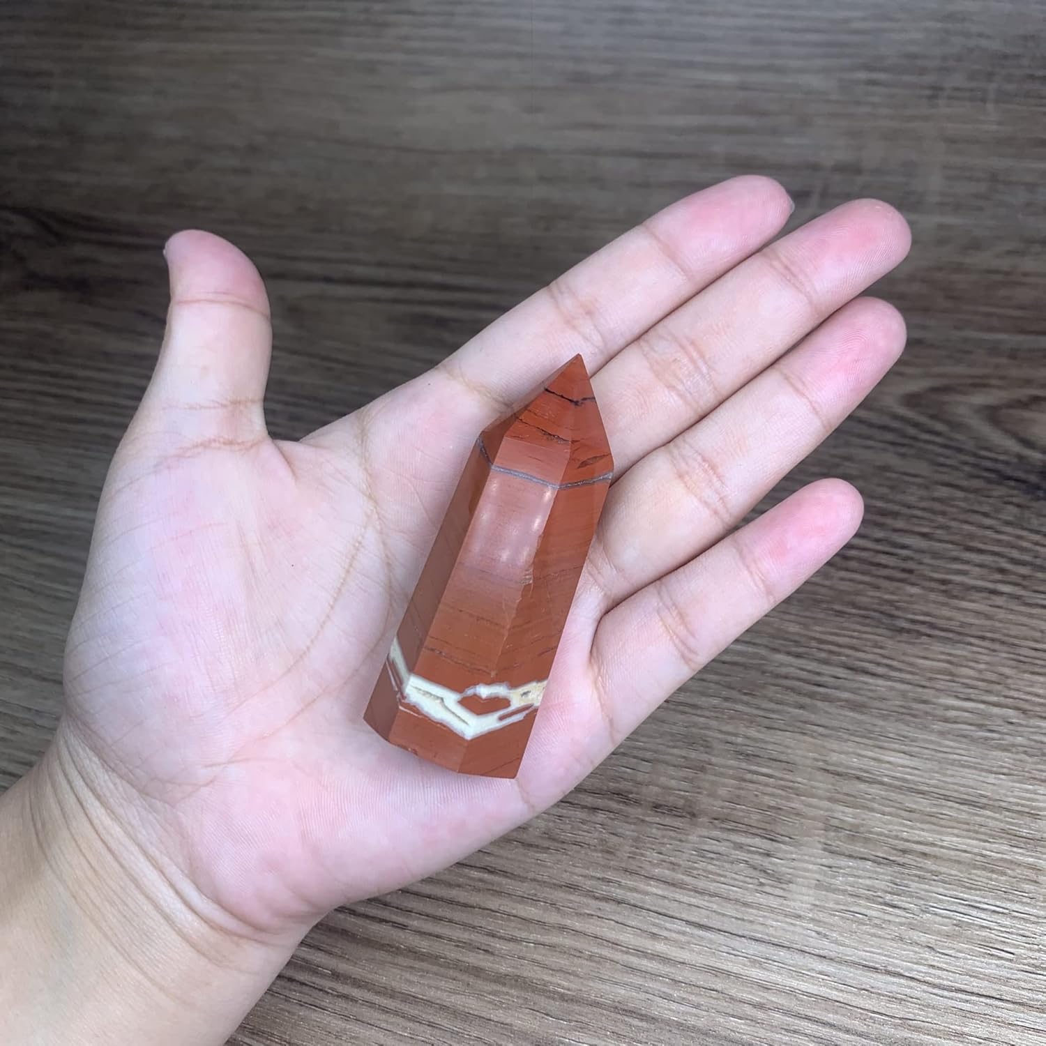 Quartz Decoration 1PC Natural Crystal Tower Wand Point red Jasper Tower can be Used for Decoration and Meditation (Size : 8-9CM)